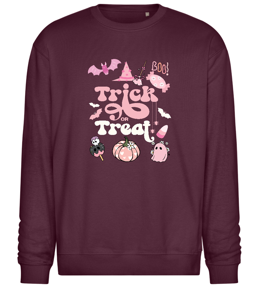 Pink Trick or Treat Design - Comfort Essential Unisex Sweater_BORDEAUX_front