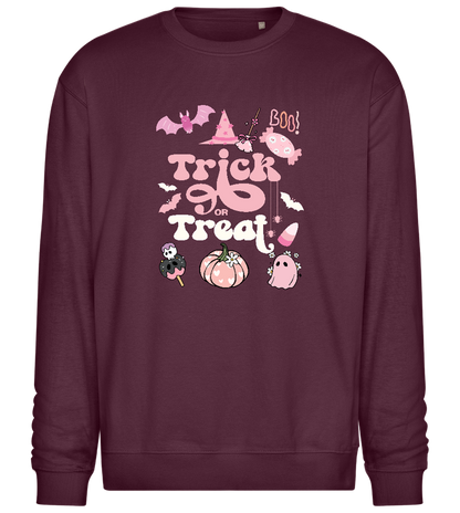 Pink Trick or Treat Design - Comfort Essential Unisex Sweater_BORDEAUX_front