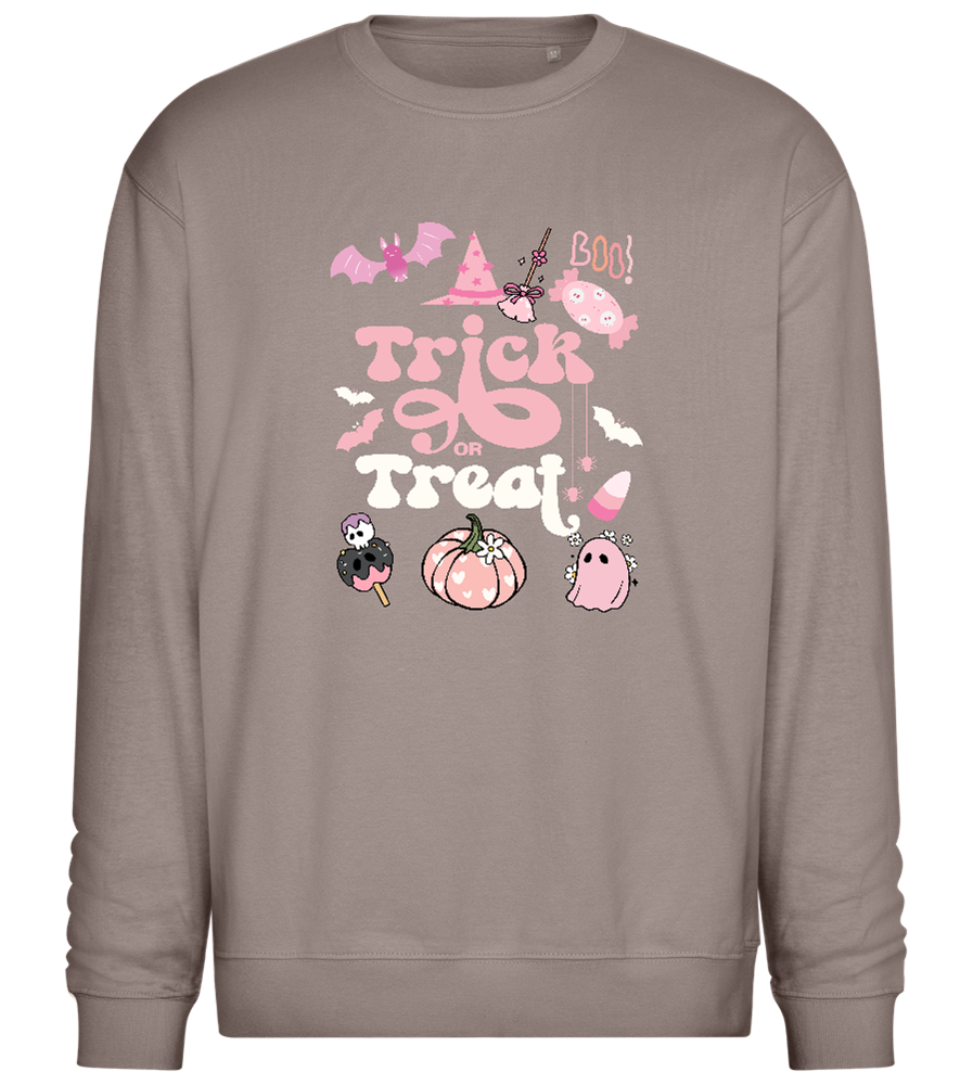 Pink Trick or Treat Design - Comfort Essential Unisex Sweater_CHARCOAL CHIN_front