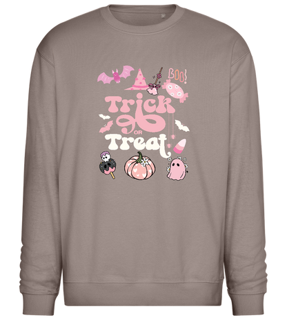 Pink Trick or Treat Design - Comfort Essential Unisex Sweater_CHARCOAL CHIN_front