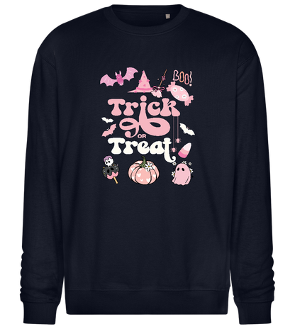 Pink Trick or Treat Design - Comfort Essential Unisex Sweater_FRENCH NAVY_front