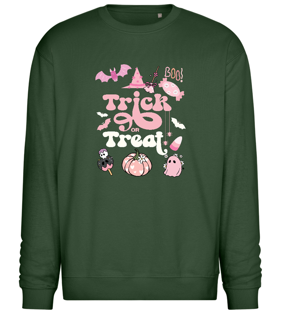 Pink Trick or Treat Design - Comfort Essential Unisex Sweater_GREEN BOTTLE_front