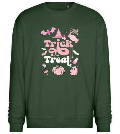 Pink Trick or Treat Design - Comfort Essential Unisex Sweater_GREEN BOTTLE_front