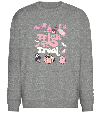 Pink Trick or Treat Design - Comfort Essential Unisex Sweater_ORION GREY II_front