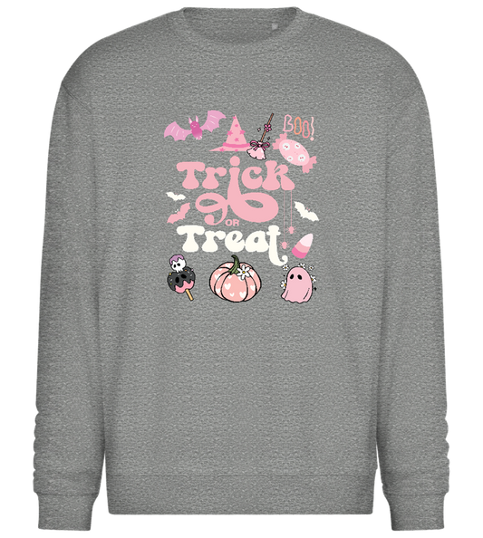 Pink Trick or Treat Design - Comfort Essential Unisex Sweater_ORION GREY II_front