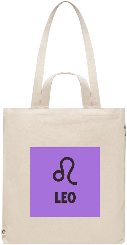 Leo Zodiac Sign Design - Comfort recycled polycotton beach bag_BEIGE_front