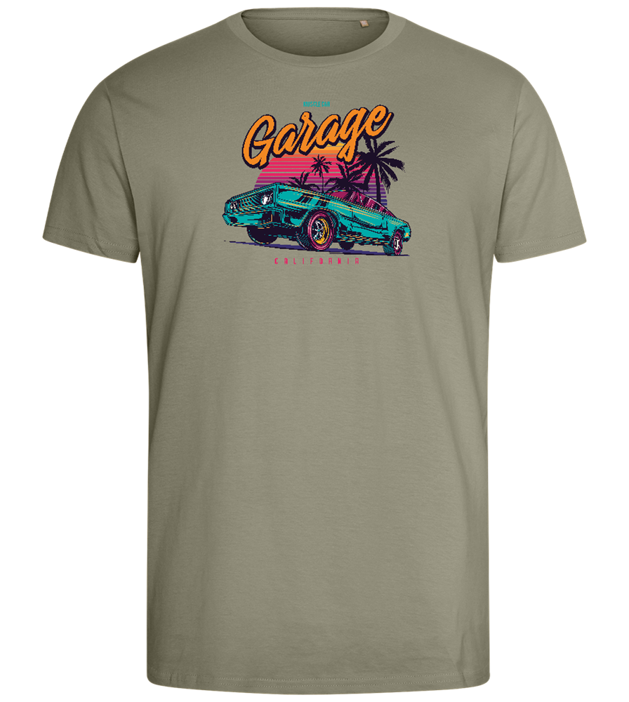 Car Garage Design - Comfort men's fitted t-shirt_KHAKI_front