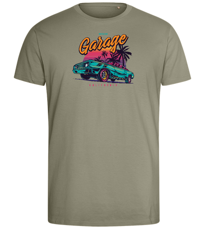 Car Garage Design - Comfort men's fitted t-shirt_KHAKI_front