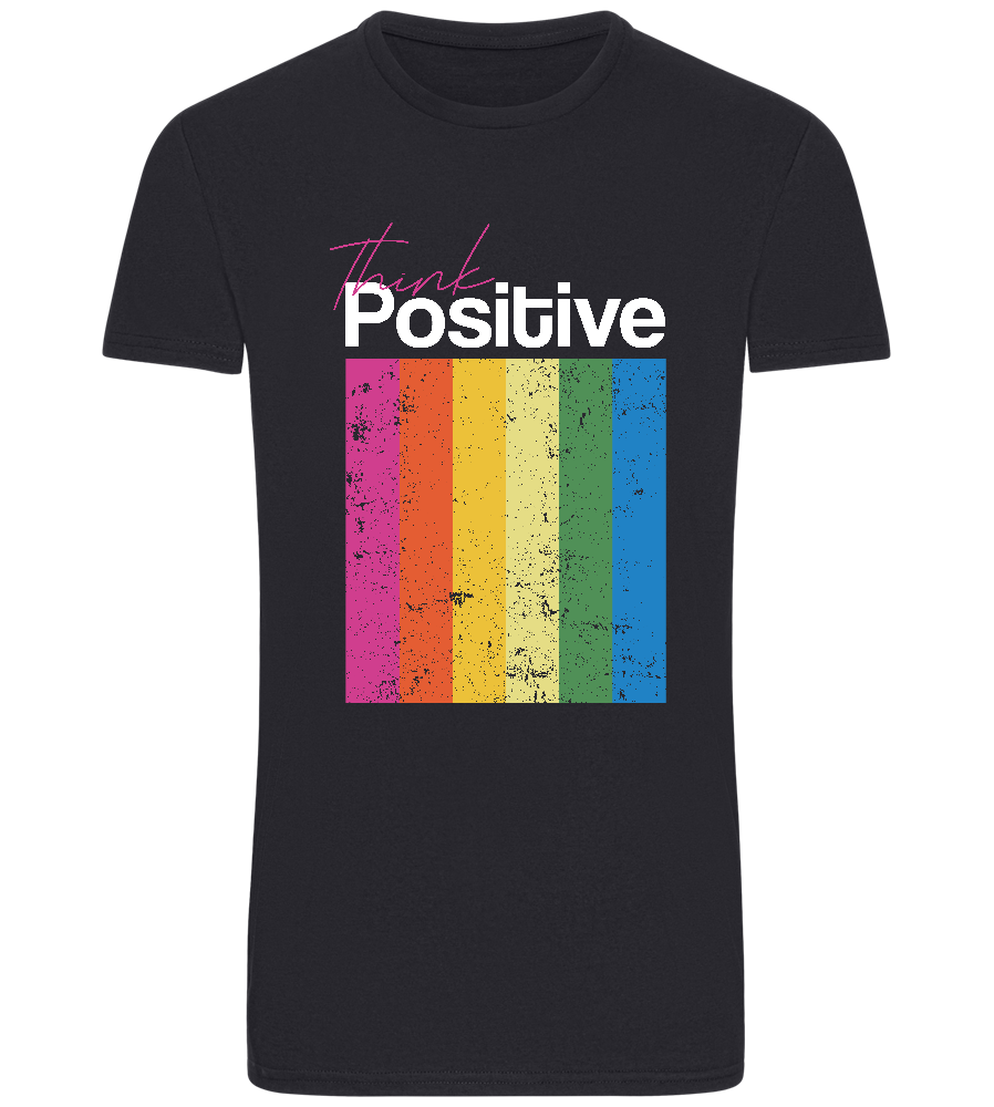 Think Positive Rainbow Design - Basic Unisex T-Shirt_FRENCH NAVY_front