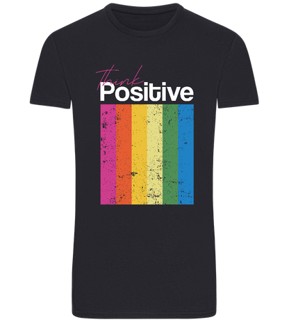 Think Positive Rainbow Design - Basic Unisex T-Shirt_FRENCH NAVY_front