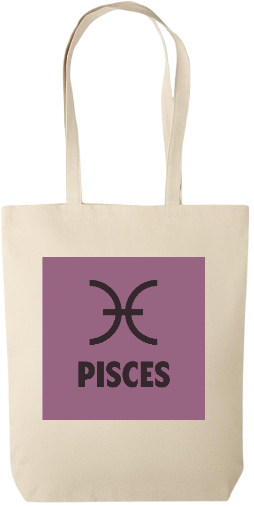 Zodiac Pisces Design - Premium canvas cotton tote bag_BEIGE_front