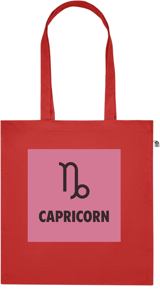 Zodiac Capricorn Design - Premium colored organic cotton tote bag_RED_front