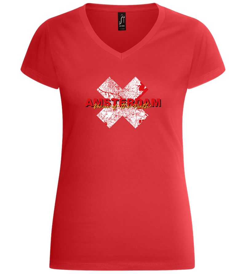 Venice of the North Design - Basic women's v-neck t-shirt_RED_front