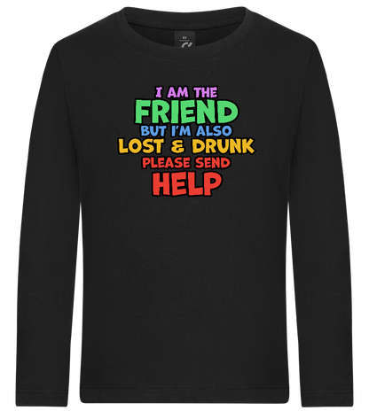 I am the Friend Design - Premium kids long sleeve t-shirt_DEEP BLACK_front