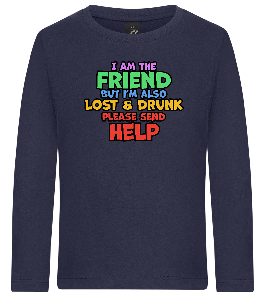 I am the Friend Design - Premium kids long sleeve t-shirt_FRENCH NAVY_front