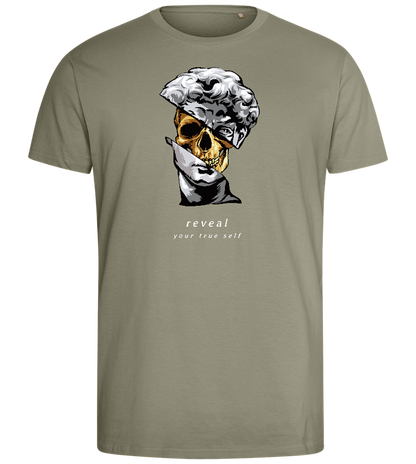 Reveal Your True Self Design - Comfort men's fitted t-shirt_KHAKI_front