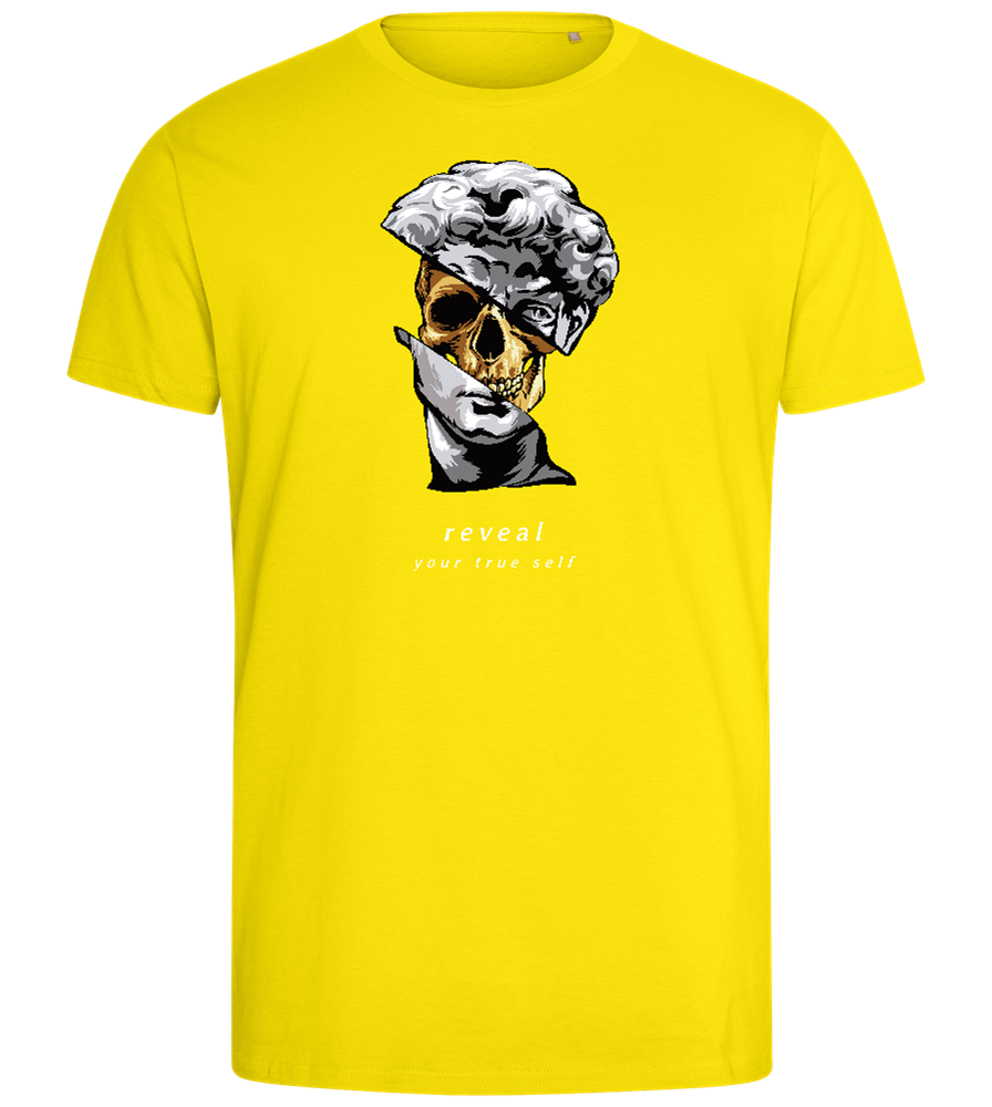 Reveal Your True Self Design - Comfort men's fitted t-shirt_YELLOW_front