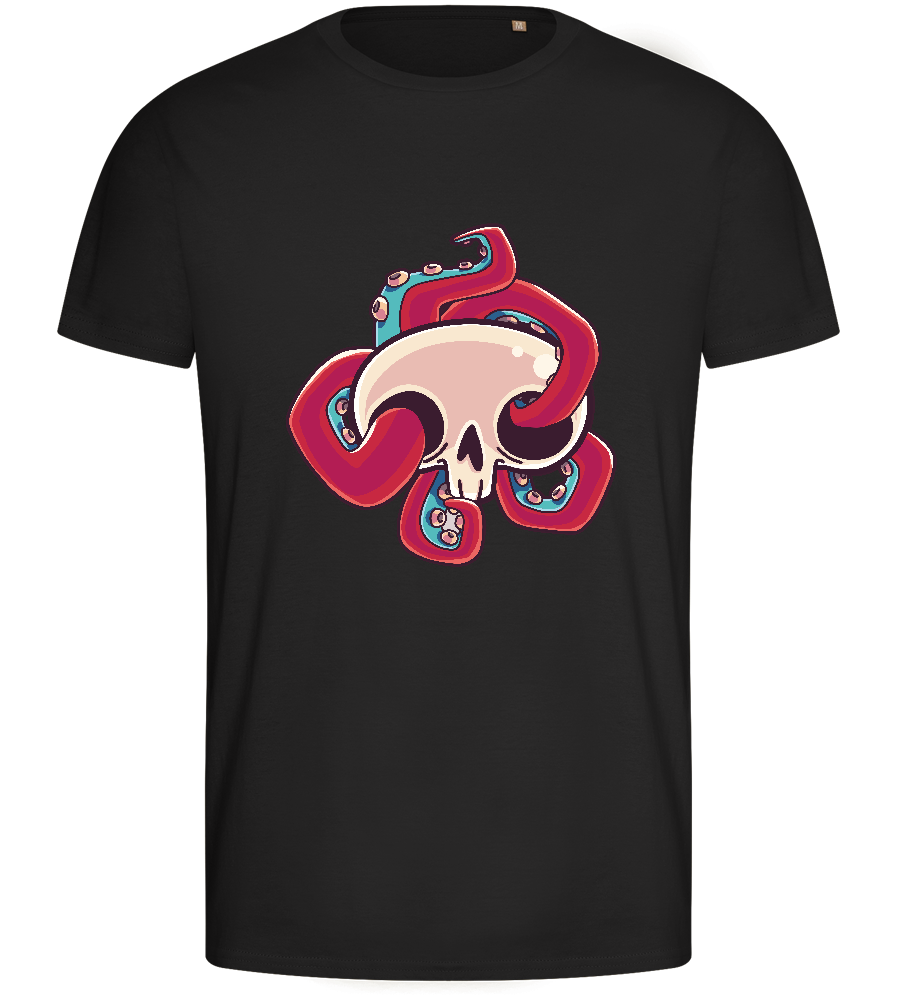 Squid Skull Design - Basic men's fitted t-shirt_DEEP BLACK_front