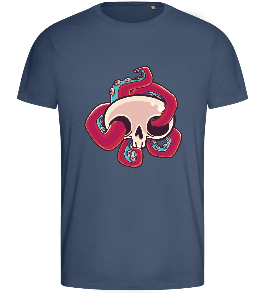 Squid Skull Design - Basic men's fitted t-shirt_DENIM_front