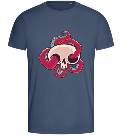 Squid Skull Design - Basic men's fitted t-shirt_DENIM_front