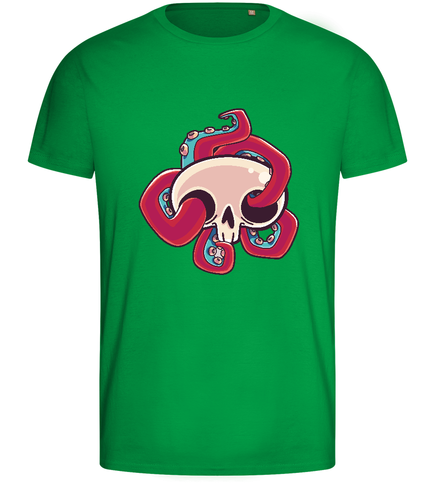 Squid Skull Design - Basic men's fitted t-shirt_MEADOW GREEN_front