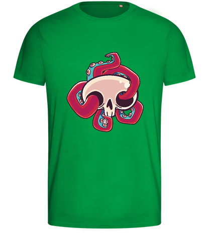 Squid Skull Design - Basic men's fitted t-shirt_MEADOW GREEN_front