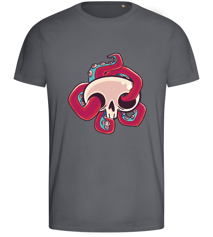 Squid Skull Design - Basic men's fitted t-shirt_MOUSE GREY_front