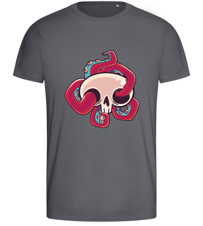 Squid Skull Design - Basic men's fitted t-shirt_MOUSE GREY_front