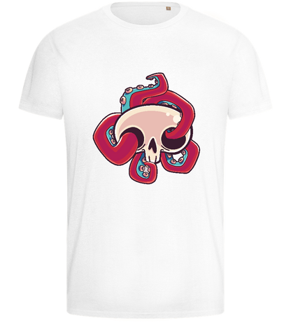 Squid Skull Design - Basic men's fitted t-shirt_WHITE_front