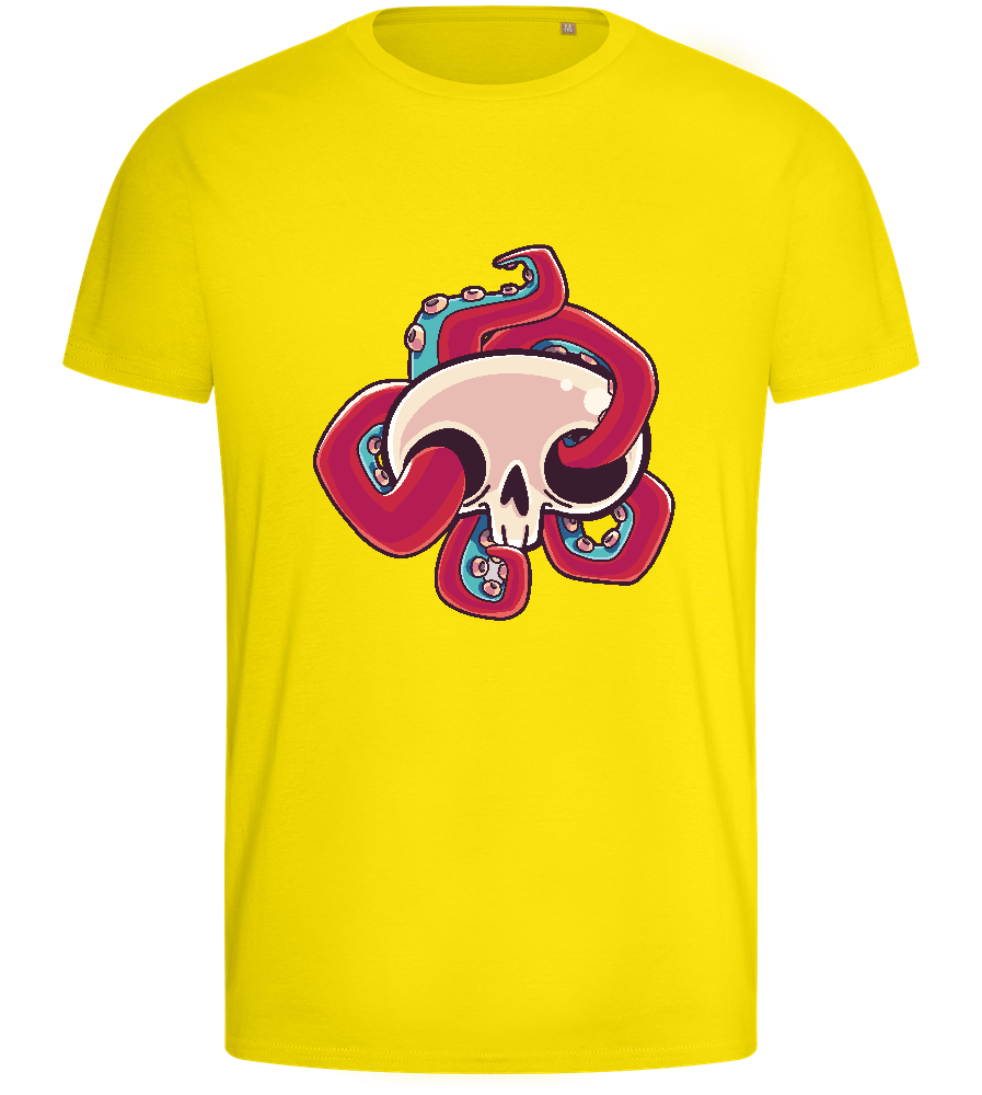 Squid Skull Design - Basic men's fitted t-shirt_YELLOW_front