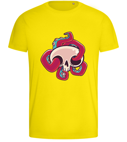 Squid Skull Design - Basic men's fitted t-shirt_YELLOW_front