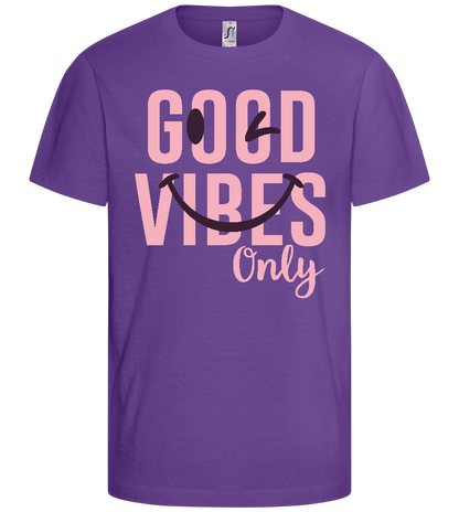 Winking Smiley Design - Basic kids t-shirt_DARK PURPLE_front