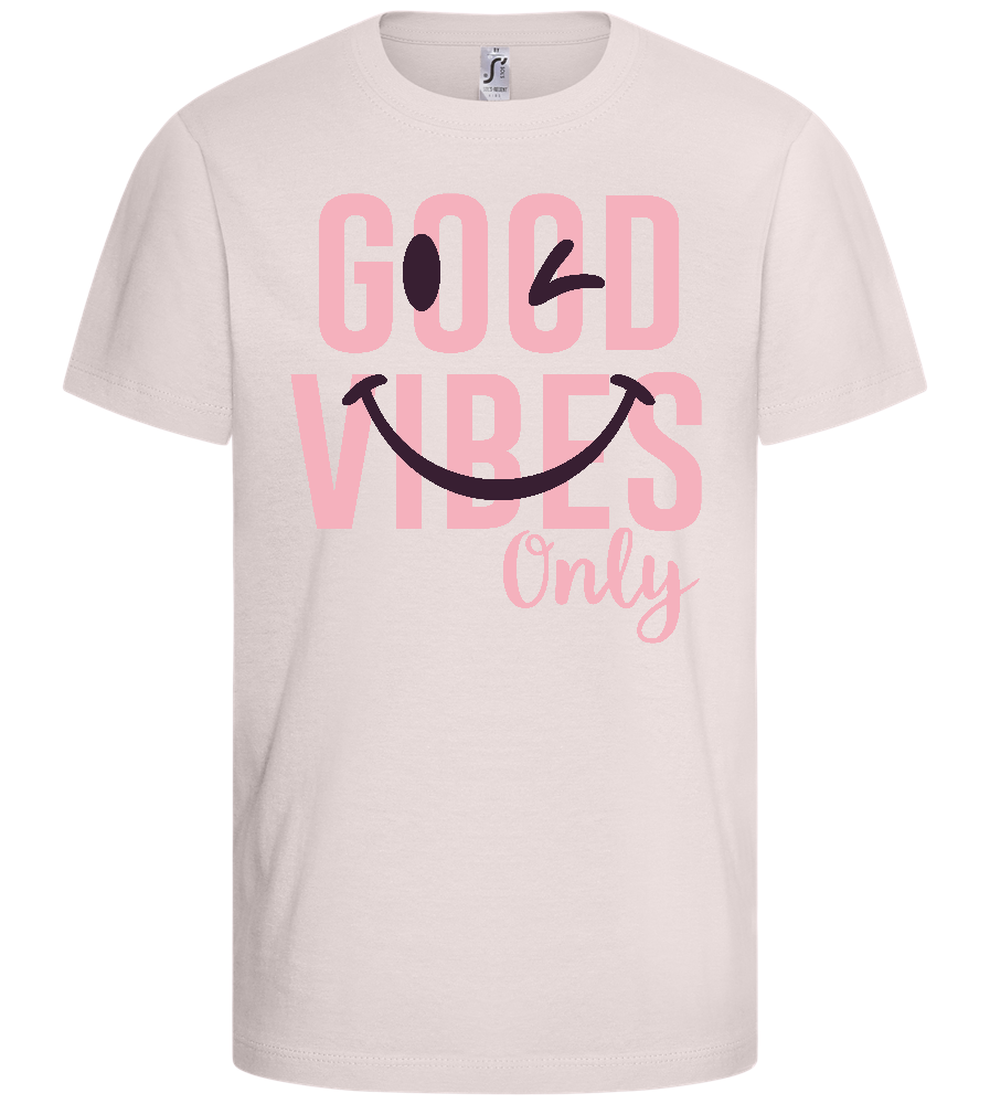 Winking Smiley Design - Basic kids t-shirt_LIGHT PINK_front