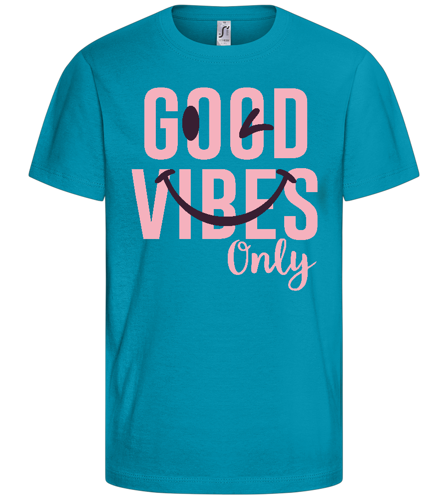 Winking Smiley Design - Basic kids t-shirt_TURQUOISE_front