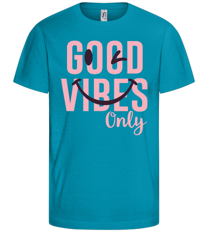 Winking Smiley Design - Basic kids t-shirt_TURQUOISE_front