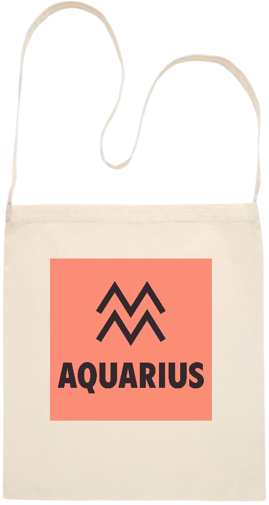 Zodiac Aquarius Design - Essential cross shoulder cotton tote bag_BEIGE_front