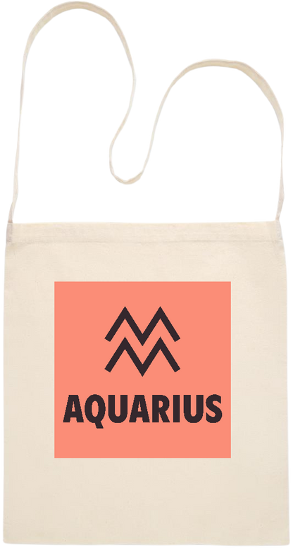 Zodiac Aquarius Design - Essential cross shoulder cotton tote bag_BEIGE_front