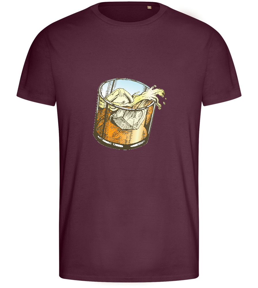 Whiskey Glass Design - Basic men's fitted t-shirt_BORDEAUX_front