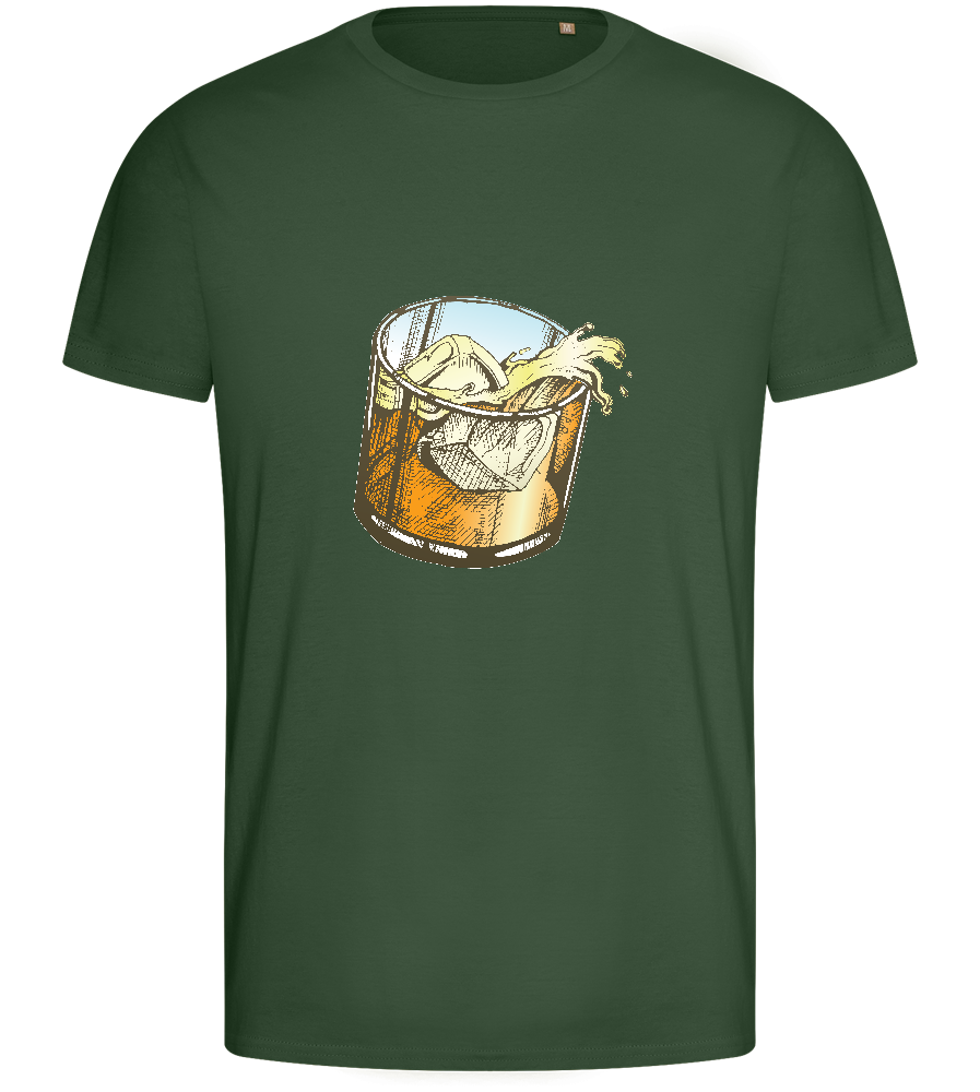 Whiskey Glass Design - Basic men's fitted t-shirt_GREEN BOTTLE_front