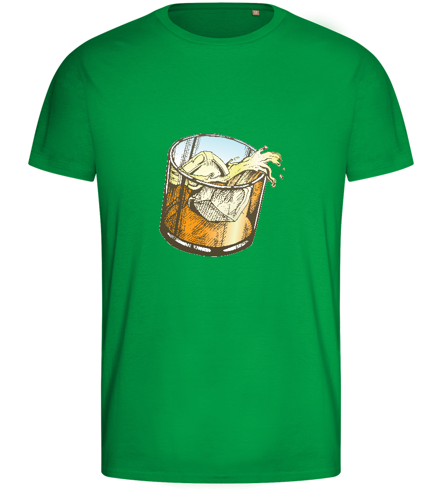 Whiskey Glass Design - Basic men's fitted t-shirt_MEADOW GREEN_front