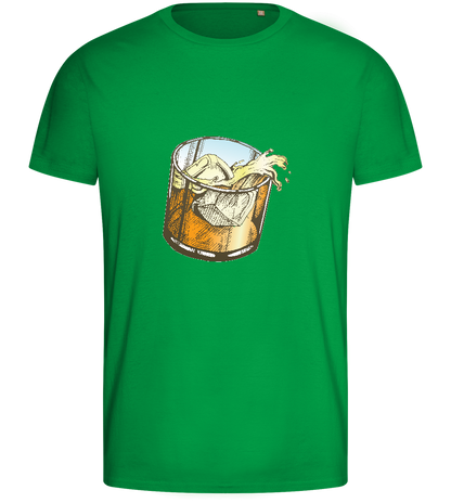 Whiskey Glass Design - Basic men's fitted t-shirt_MEADOW GREEN_front