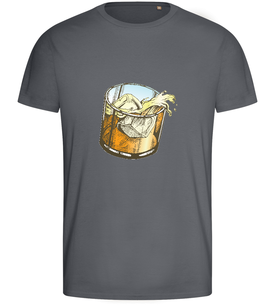 Whiskey Glass Design - Basic men's fitted t-shirt_MOUSE GREY_front