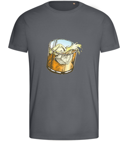 Whiskey Glass Design - Basic men's fitted t-shirt_MOUSE GREY_front