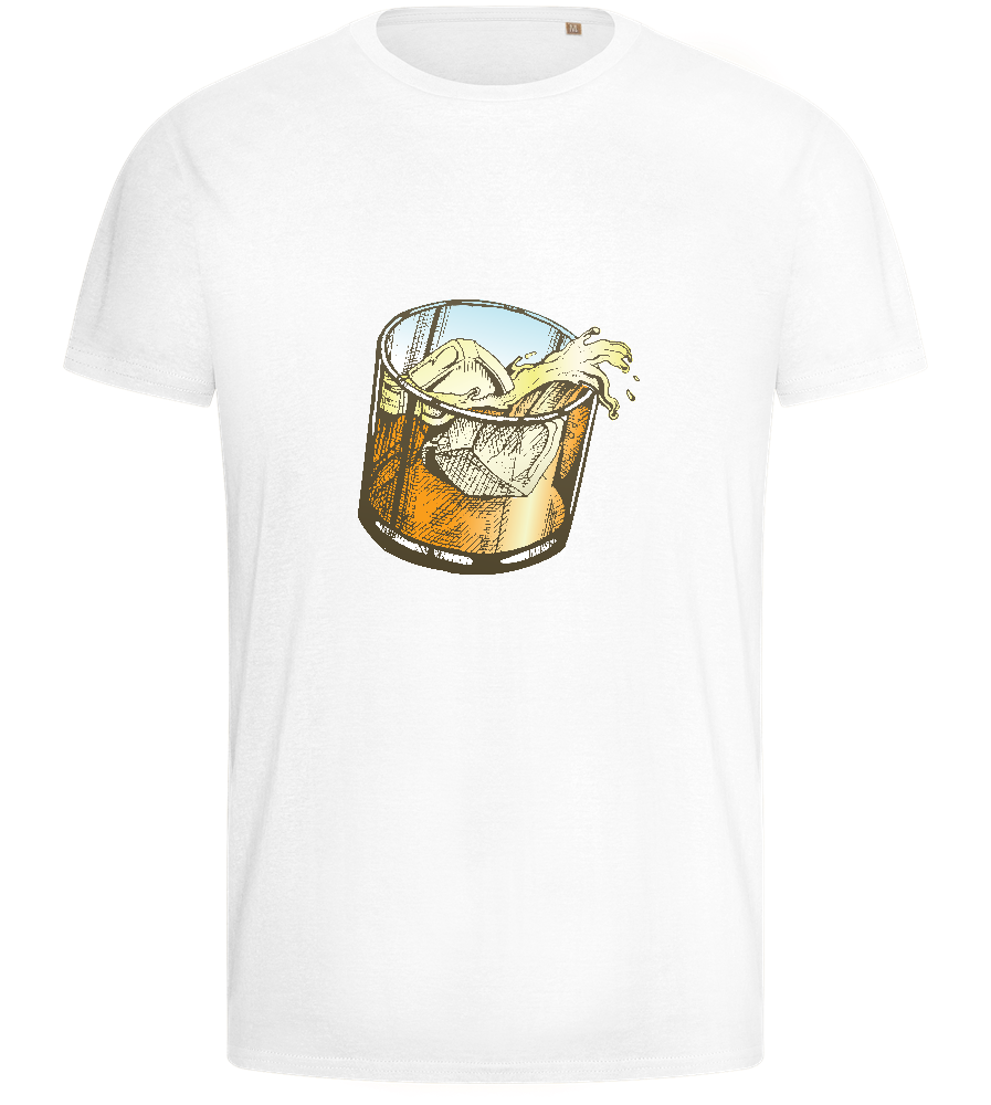 Whiskey Glass Design - Basic men's fitted t-shirt_WHITE_front