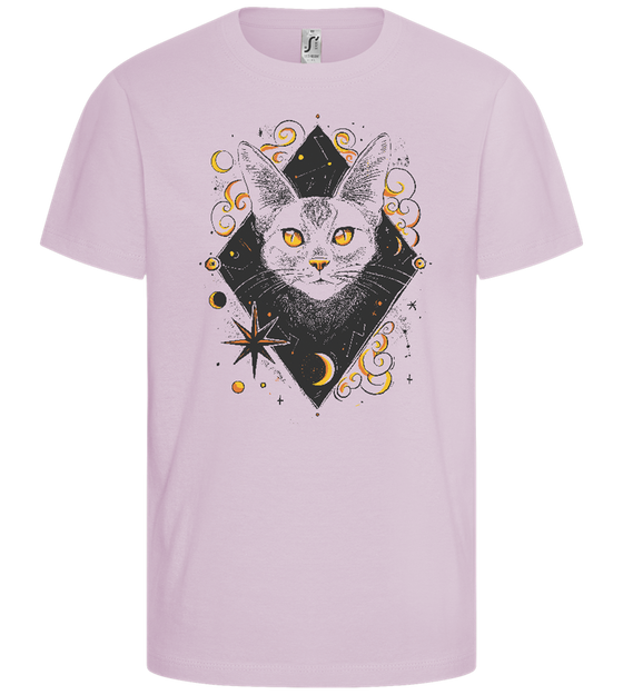 Cosmic Cat Design - Comfort girls' t-shirt_MEDIUM PINK_front