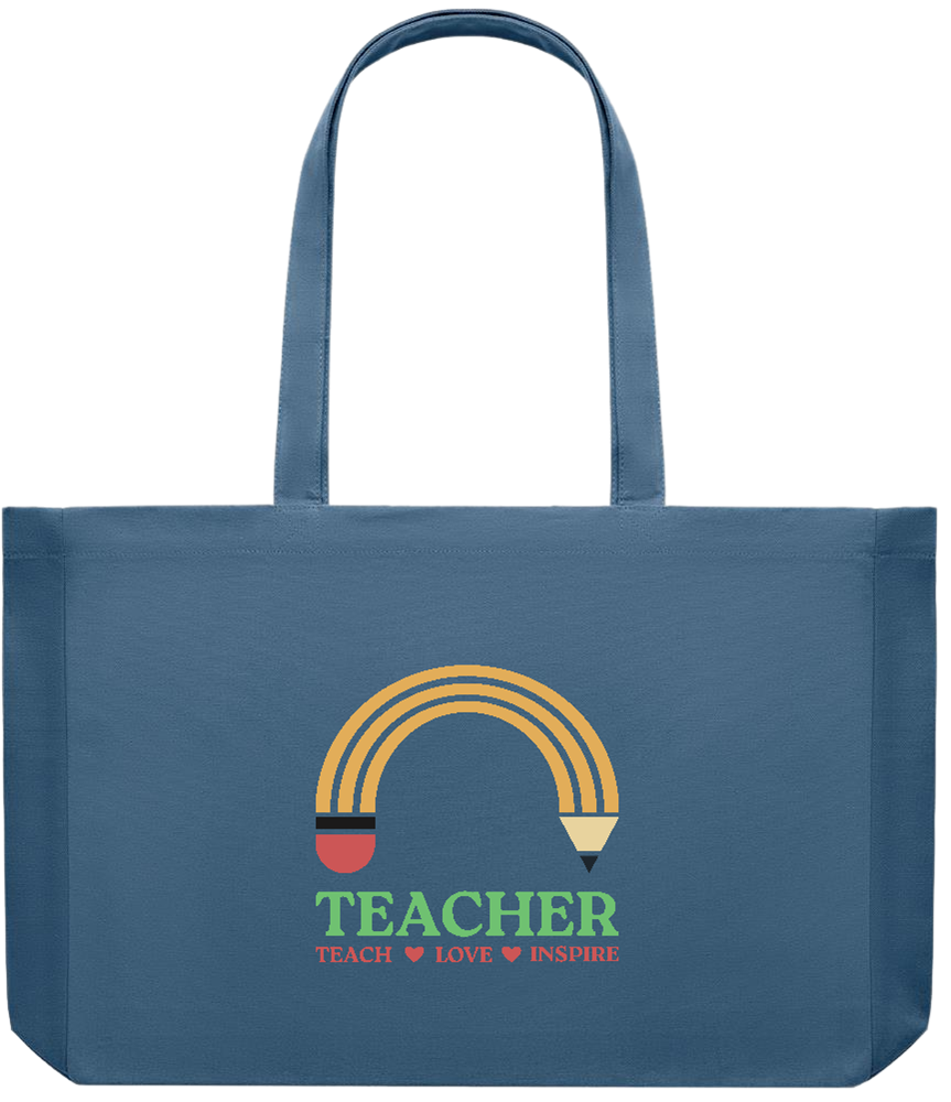 Teacher Pencil Design - Premium large recycled shopping tote bag_BLUE_front