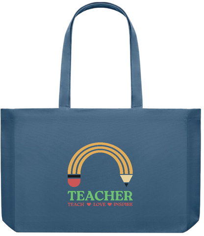 Teacher Pencil Design - Premium large recycled shopping tote bag_BLUE_front