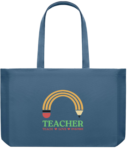 Teacher Pencil Design - Premium large recycled shopping tote bag_BLUE_front