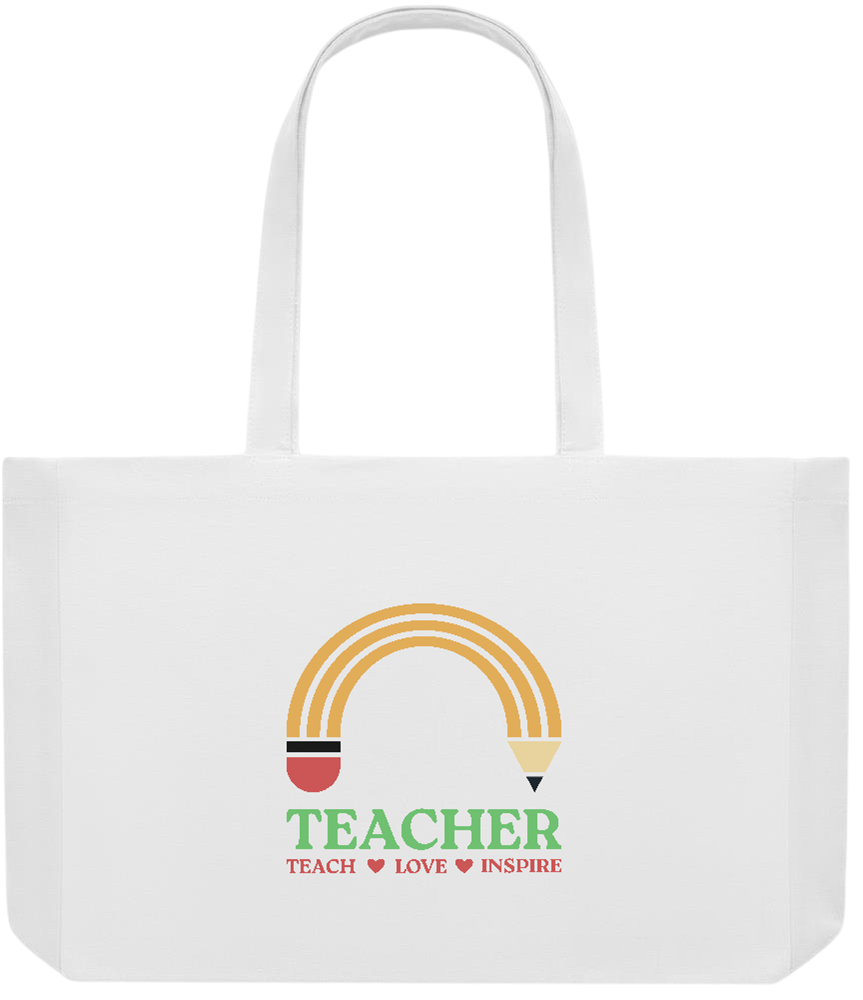 Teacher Pencil Design - Premium large recycled shopping tote bag_WHITE_front