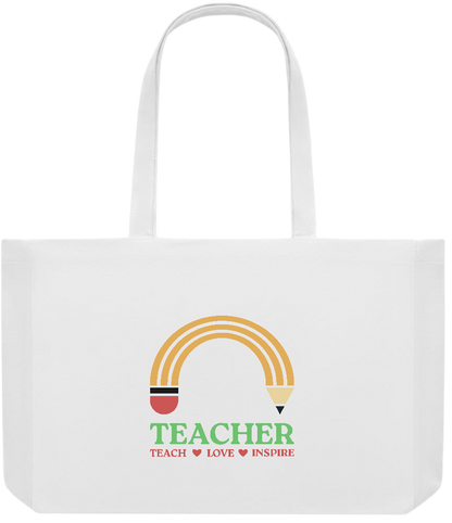 Teacher Pencil Design - Premium large recycled shopping tote bag_WHITE_front